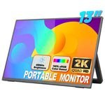 SIBOLAN Portable Monitor 13 Inch 2K 2160X1350 100% SRGB Travel Monitor HD USB-C Portable Monitor for Laptop with Kickstand VESA