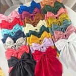 Solid Color Fabric 3pcs/Bag Large Streamers Hair Bow Luxury Women's Ponytail Hair Ties Accessories With Scrunchies Bowknot Clips