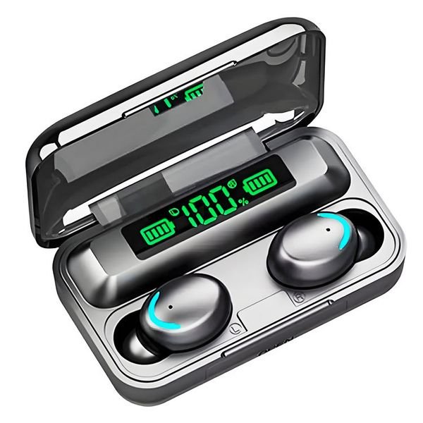 Waterproof True Wireless Tws Gaming Bluetooth Headphone F9-5 Stereo Led Digital Display Earbuds In-Ear With Power Bank