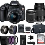 New Sales Rebel T7 DSLR Camera With 2 Lens Kit With EF18-55mm + EF 75-300mm Lens Black
